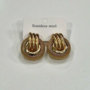 Elegant Gold-Tone Stainless Steel Earrings